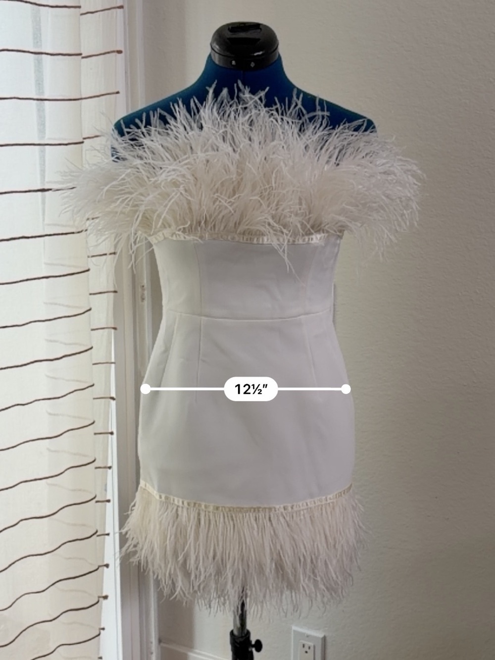 NEW! Bronx and Banco Lola Blanc Mini Feather Dress in White Size S - Picture 8 of 16